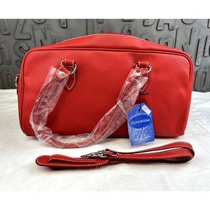New Fiorentina red Italian leather Dolphin travel bag